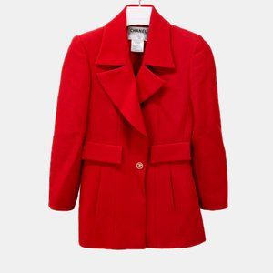 Chanel 01A Red Wool Blazer